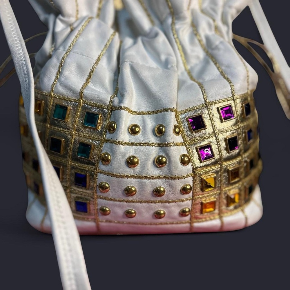 80s Vintage White Gem Bag